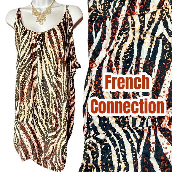 UK STYLE FRENCH CONNECTION 1X Speghetti Strap Animal Print tank - Picture 1 of 8